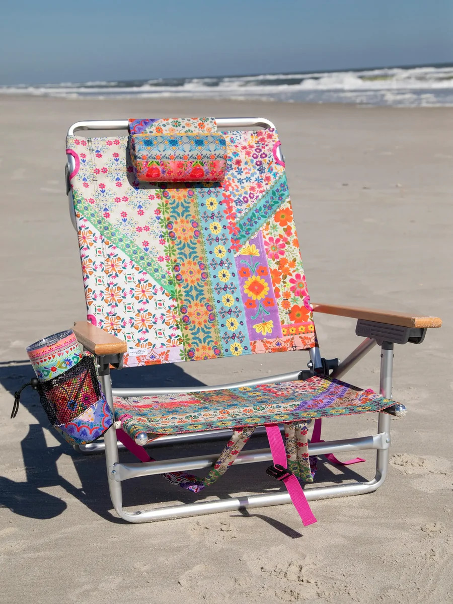 Backpack Beach Chair - Folk Flower Patchwork | Natural Life