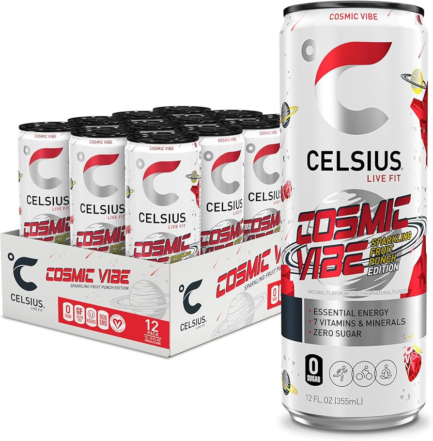 CELSIUS Sparkling Cosmic Vibe, Functional Essential Energy Drink 12 Fl Oz (Pack of 12) | Amazon (US)