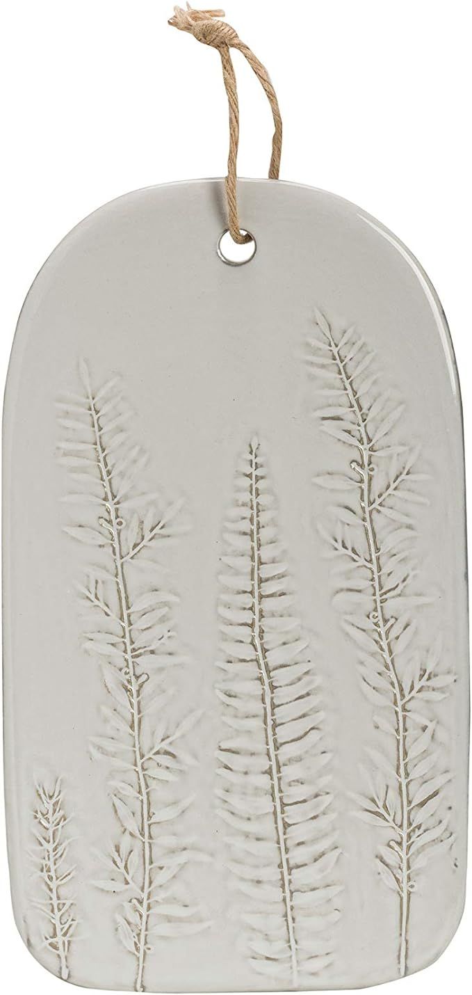 Creative Co-Op Small White Porcelain Serving Tray with Fern Fronds Serveware | Amazon (US)
