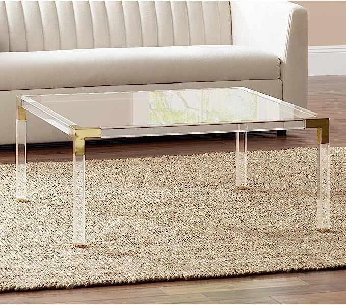 Hanna 40" Square Clear Acrylic Modern Coffee Table - 55 Downing Street | Amazon (US)