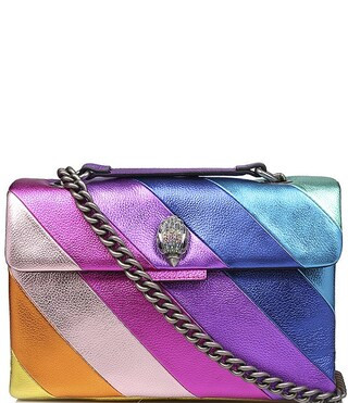 Kensington Metallic Rainbow Striped Leather Crossbody Bag | Dillards