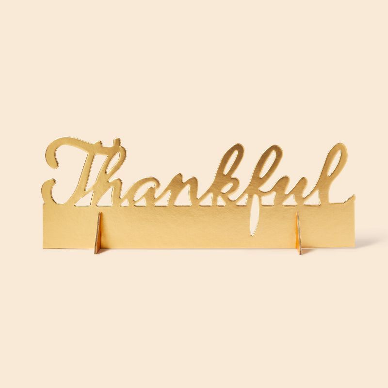 Thanksgiving 'Thankful' Table Decorations Gold - Spritz™ | Target