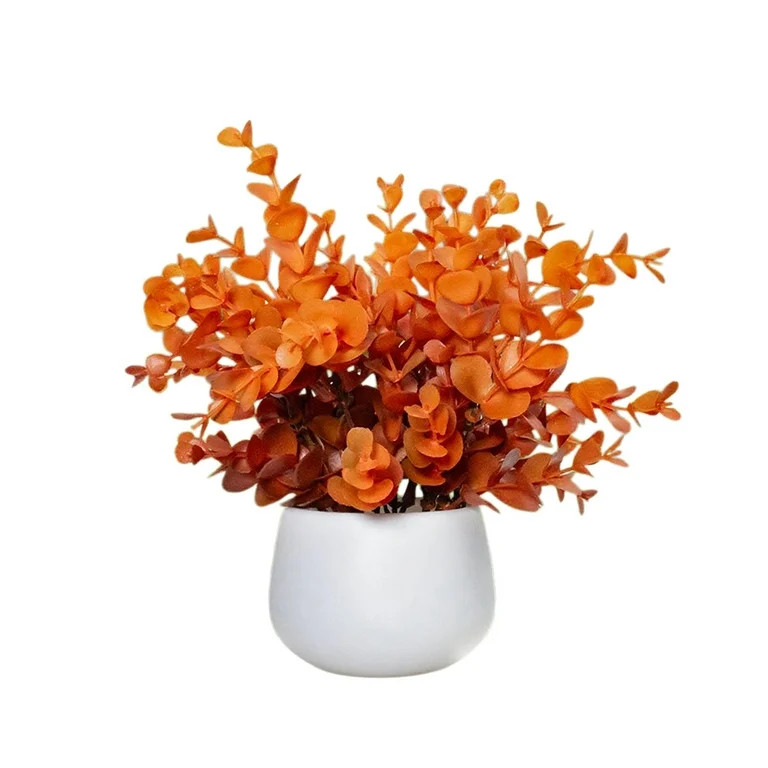 Uutvery Fall Faux Potted Plants Artificial Eucalyptus Stems Fake Greenery Branch Leaves Mini Arti... | Walmart (US)