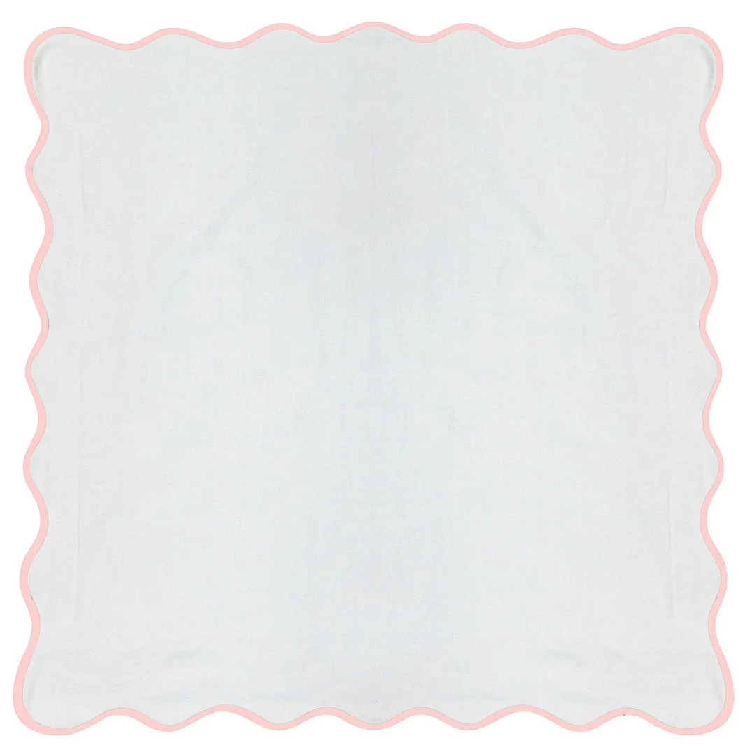 Scalloped Euro Sham, Pink / White | Lavender Fields