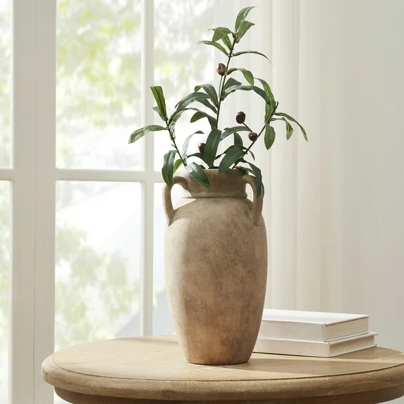 My Texas House 12" Taupe Solid Handled Ceramic Vase | Walmart (US)
