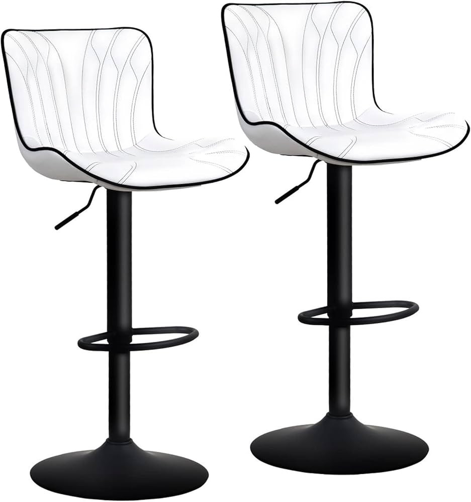 YOUNUOKE Bar Stools Set of 2 White Barstools Adjustable Counter Height Stools 24 inch Swivel Mode... | Amazon (US)