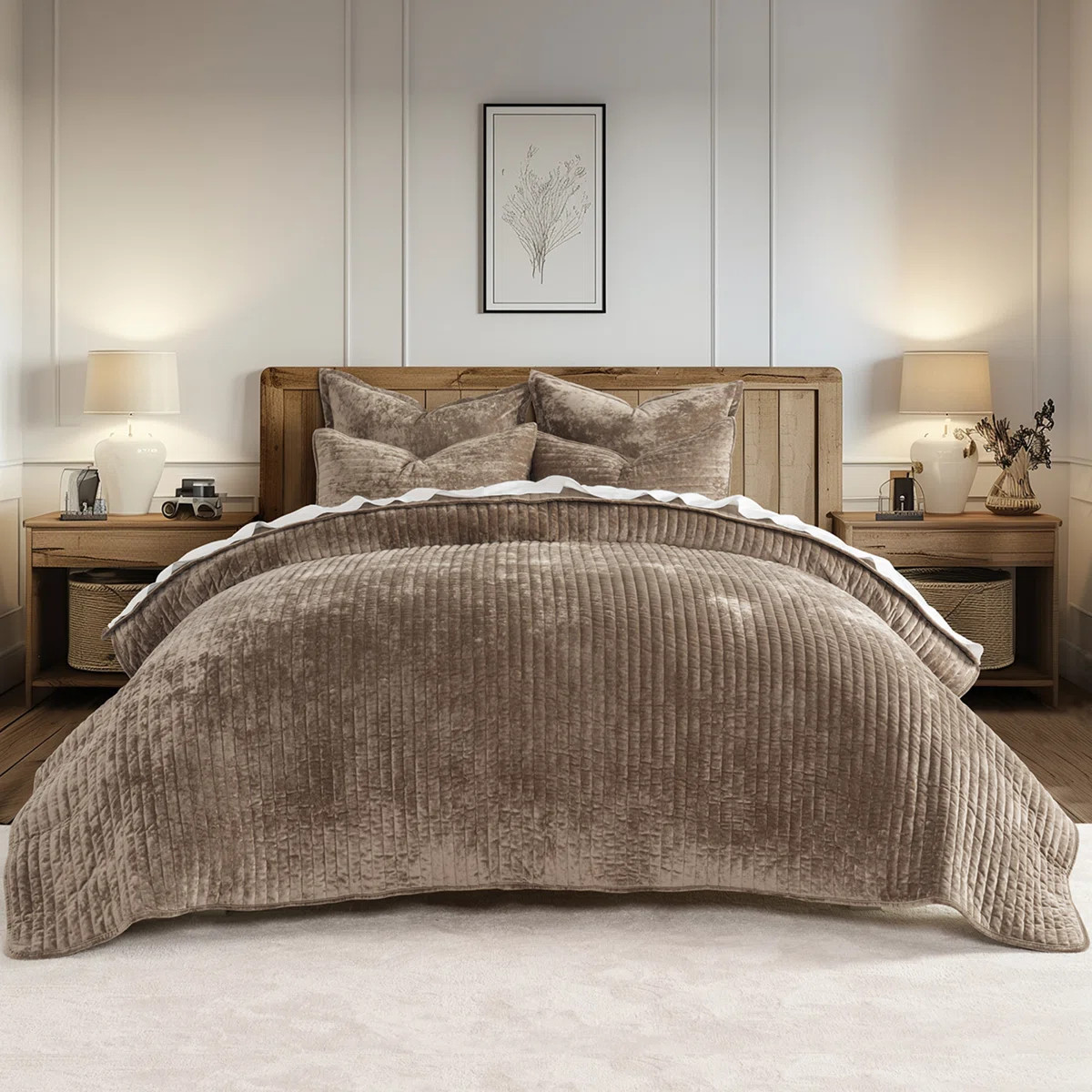 Luxe Velvet Channel Quilt Set | Wayfair North America