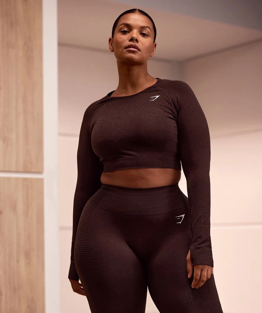 Gymshark Vital Seamless 2.0 Crop Top - Cherry Brown Marl | Gymshark (Global)