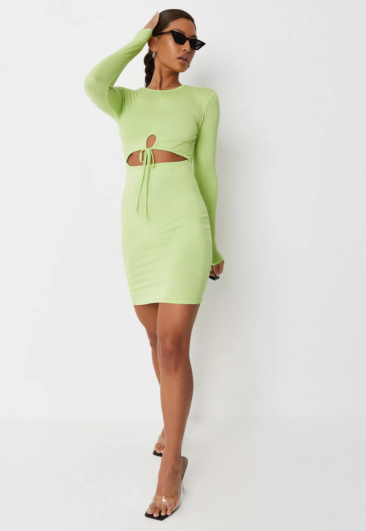 Lime Tie Front Mini Dress | Missguided (US & CA)