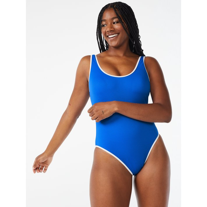 Love & Sports Women's Pique Scooped Back Classic One Piece Swimsuit | Walmart (US)