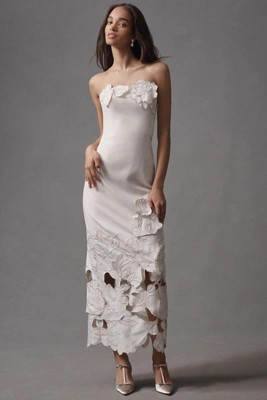 LEO LIN Rayne Strapless Appliqué Midi Dress | Anthropologie (US)
