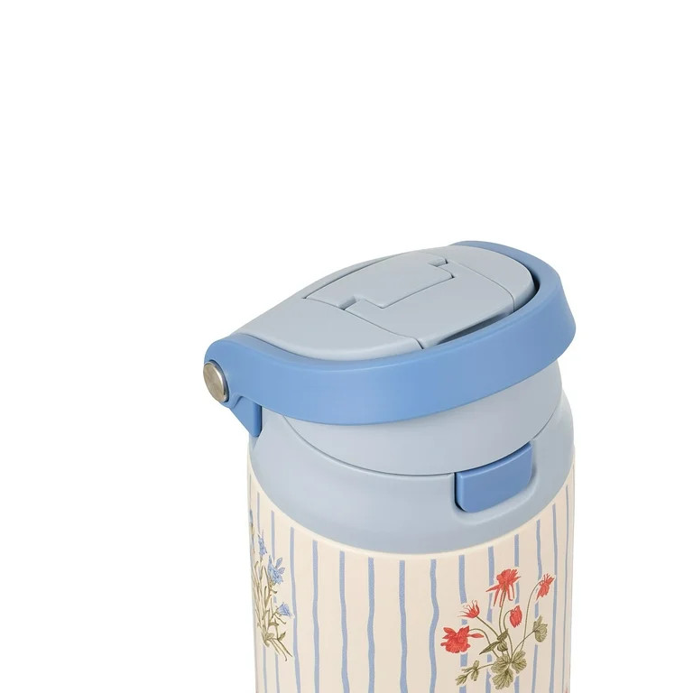 TAL 24oz Stainless Steel 2-in-1 Straw and Chug Water Bottle with Push Lid, Flowers | Walmart (US)