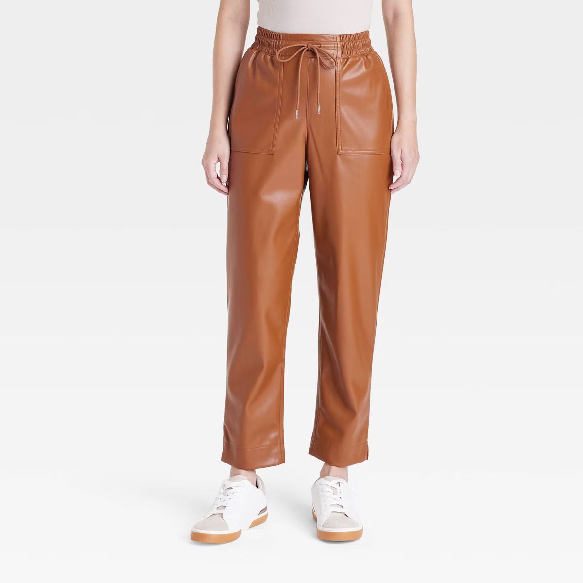 Women's High-Rise Faux Leather Tapered Ankle Pull-On Pants - A New Day™ | Target