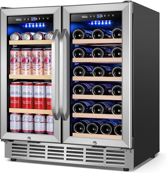 Wine and Beverage Refrigerator 30 Inch, Upgrade Dual Zone Wine Cooler, 30'' Wine beverage Fridge ... | Amazon (US)