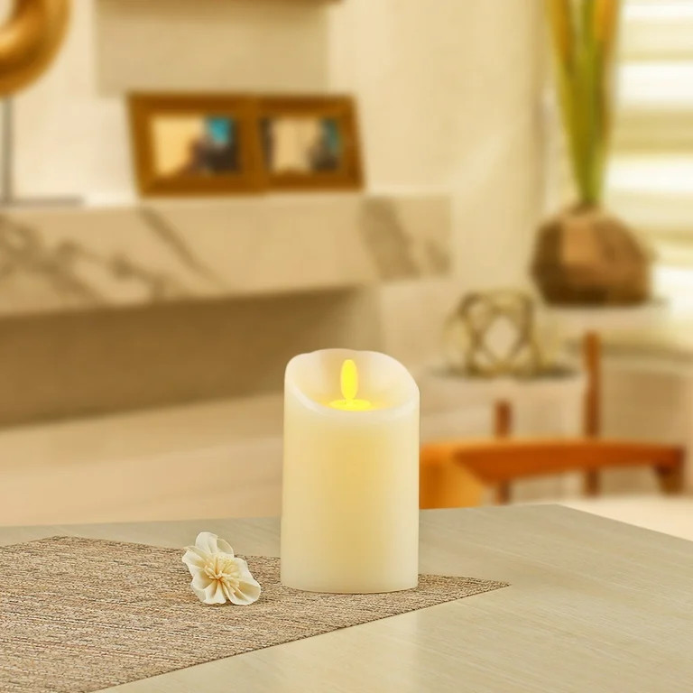 Better Homes & Gardens Flameless LED Motion Flame Pillar Candle, 3x5", Ivory | Walmart (US)