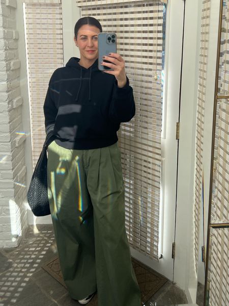 Wide leg pants, cropped hoodie sneakers and a big hobo bag. Easy..quick look when you don’t know what to wear! 

#LTKSeasonal #LTKFind #LTKstyletip