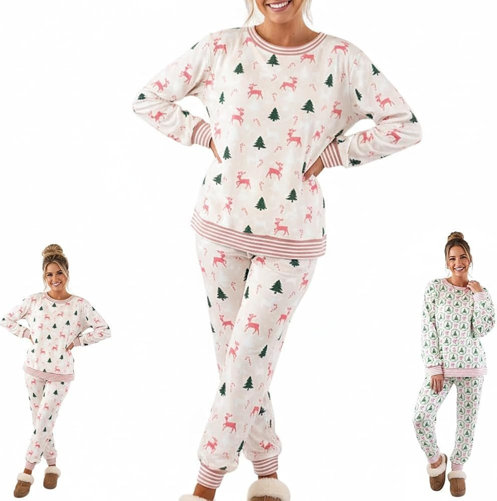 Utrum Christmas Trees and Bows Pajama Set, Cute Lounge Sets for Women Ladies' Green Xmas Pj Sets ... | Amazon (US)