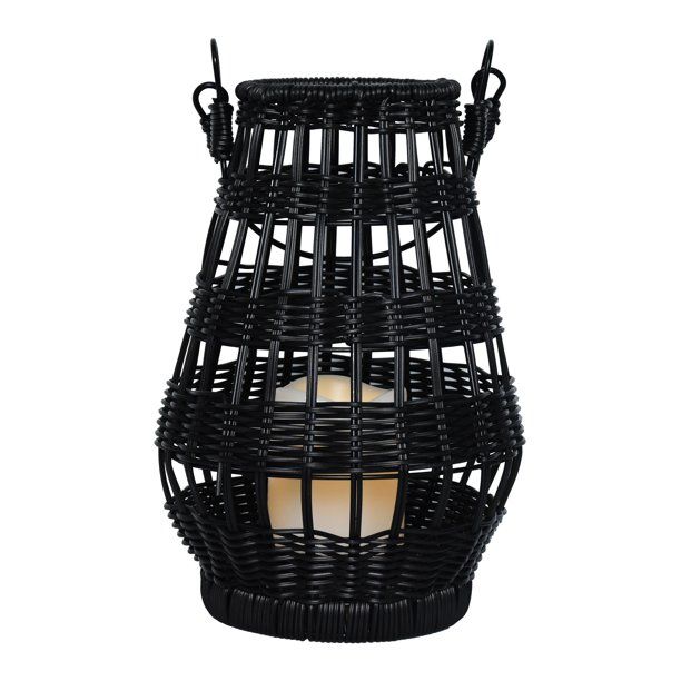 Better Homes & Gardens 12" Battery Operated Outdoor Plastic Black Woven Lantern with Removable Ca... | Walmart (US)