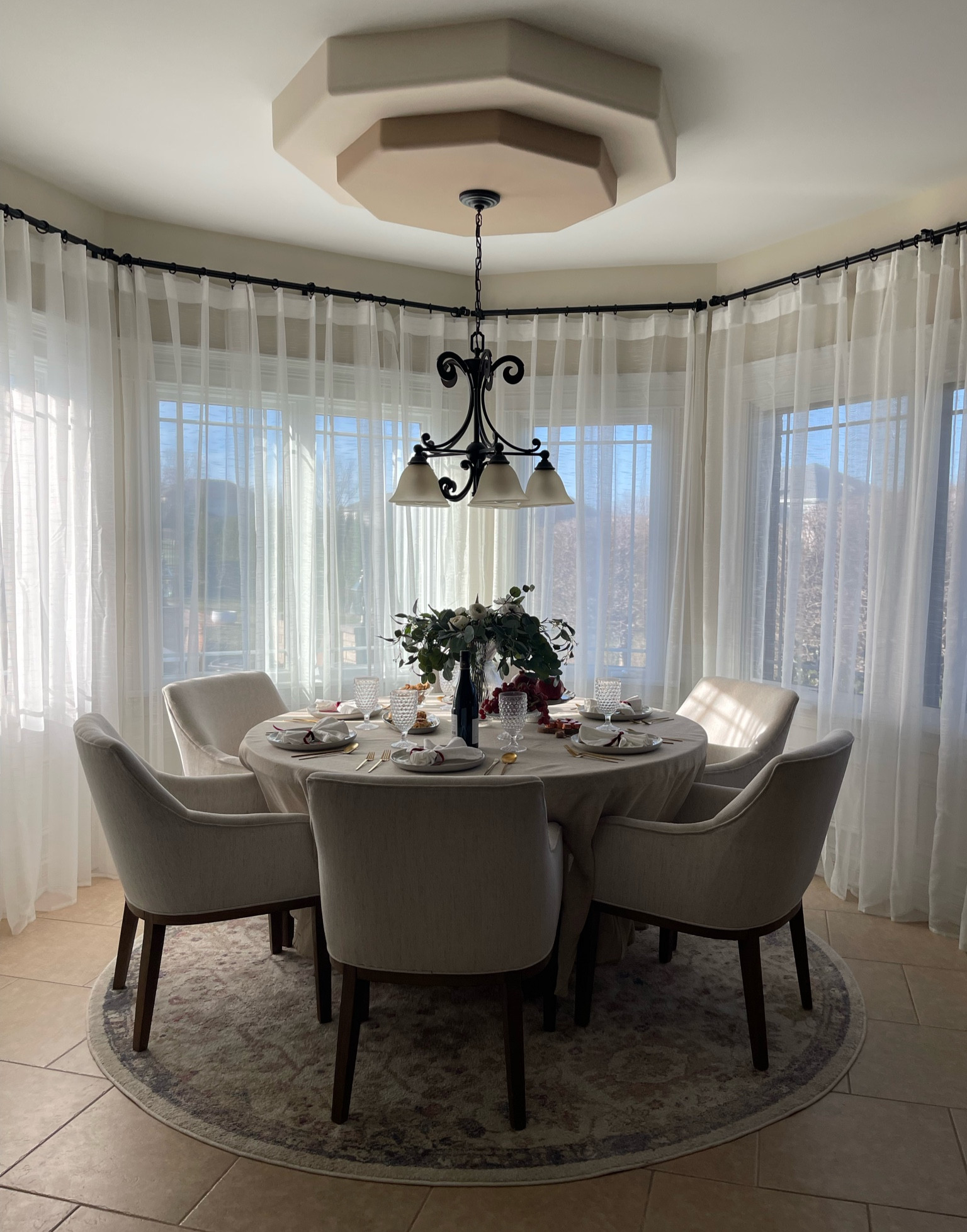 Our breakfast nook ✨ chairs and round table! I am still looking for the perfect chandelier here! 

Dining room. Breakfast nook. Dining table. Dining chairs. Round dining table. Wayfair. World Market. Loloi. Curtaine. Windows. Chandelier. Home. Modern. Traditional. Tablescape. Table setting. Dining space. Wood dining table. Upholstered dining chairs. Modern chair. Traditional table. Home design. Home decor. Modern home. Traditional home. Transitional. Amazon. Walmart. Target. Crate and Barrel. Flowers. Greenery. 

#LTKhome #LTKHoliday #LTKsalealert