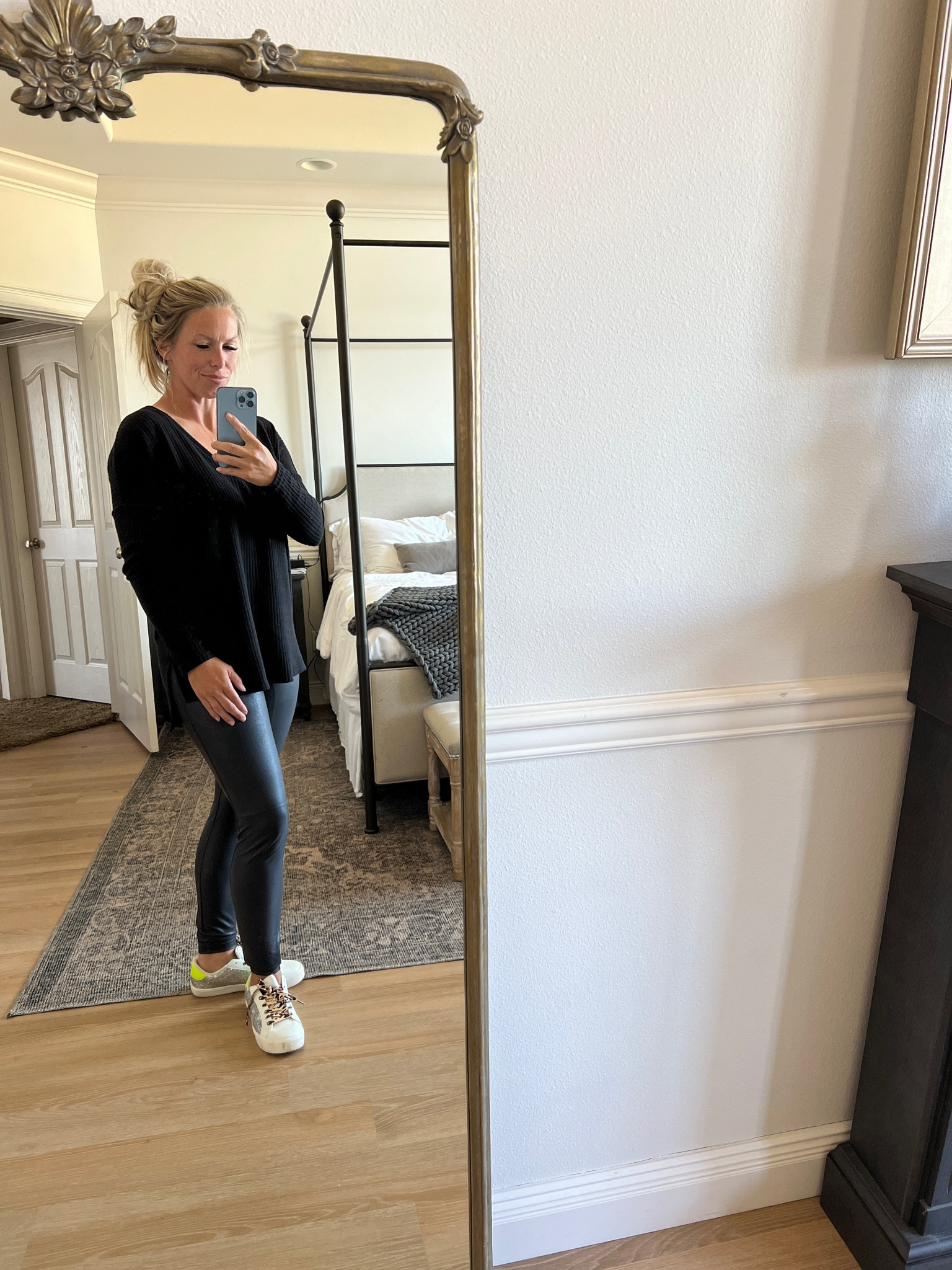 Cozy outfit! 

Top wearing extra small it’s a loose fit but so cozy! 

Leggings wearing a small, they are long on me but still so great so works good for taller too! I am 5’4

Yes all from Walmart even the rug 🙌🏻

#LTKhome #LTKunder50 #LTKstyletip