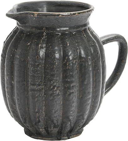 Creative Co-Op Stoneware Fluted Pitcher, Matte Black, 8''L x 6''W x 8''H | Amazon (US)