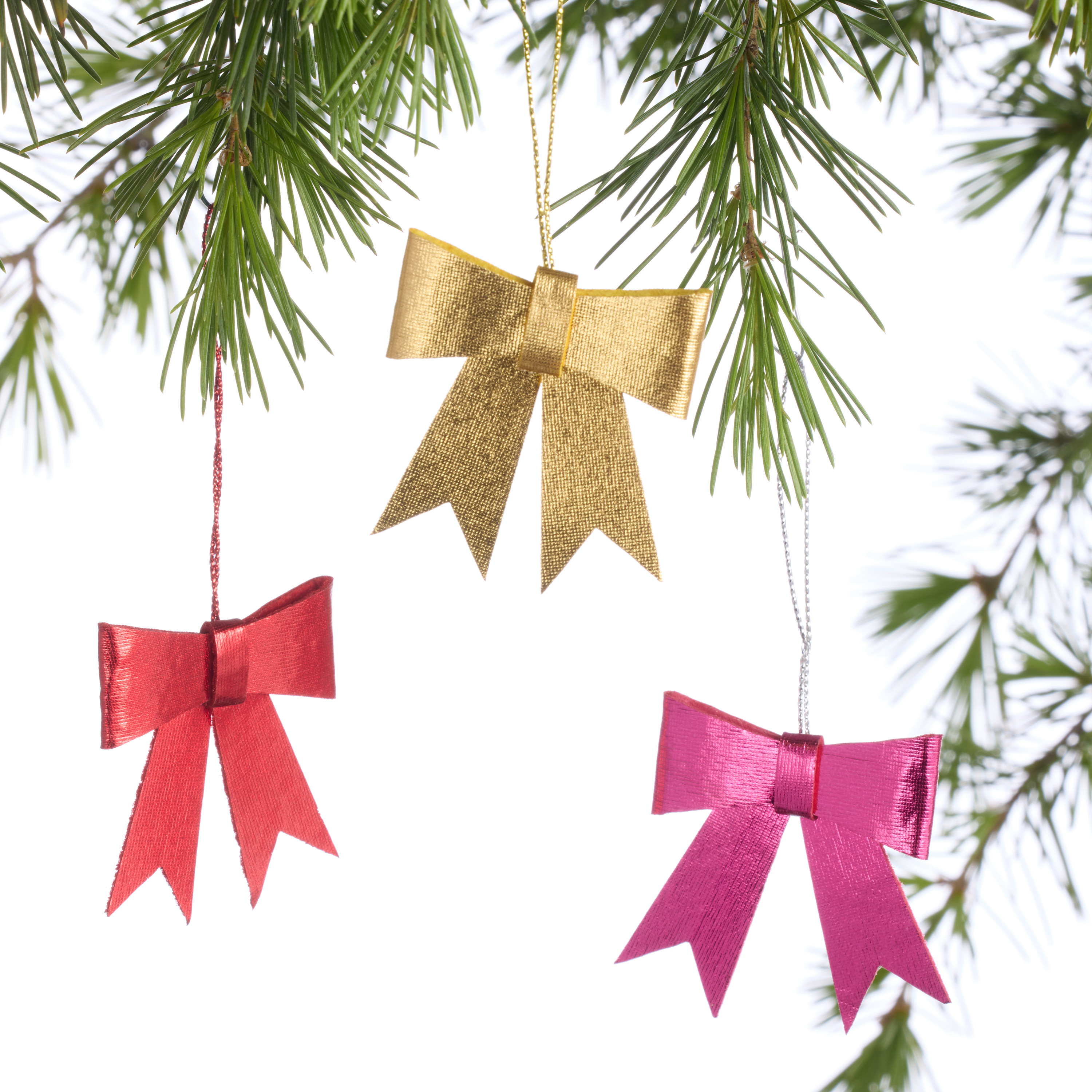 6 Pack Mini Metallic Bow Ornaments Set of 3 | World Market