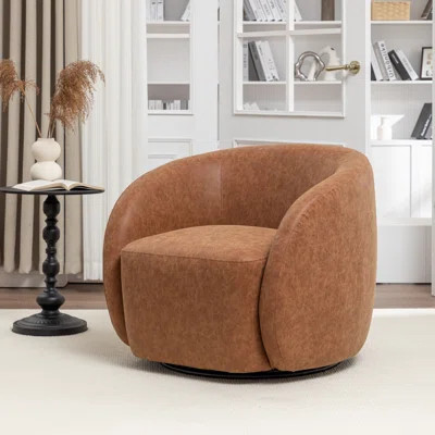 Katherline Hall Faux Leather Swivel Barrel Chair | Wayfair North America