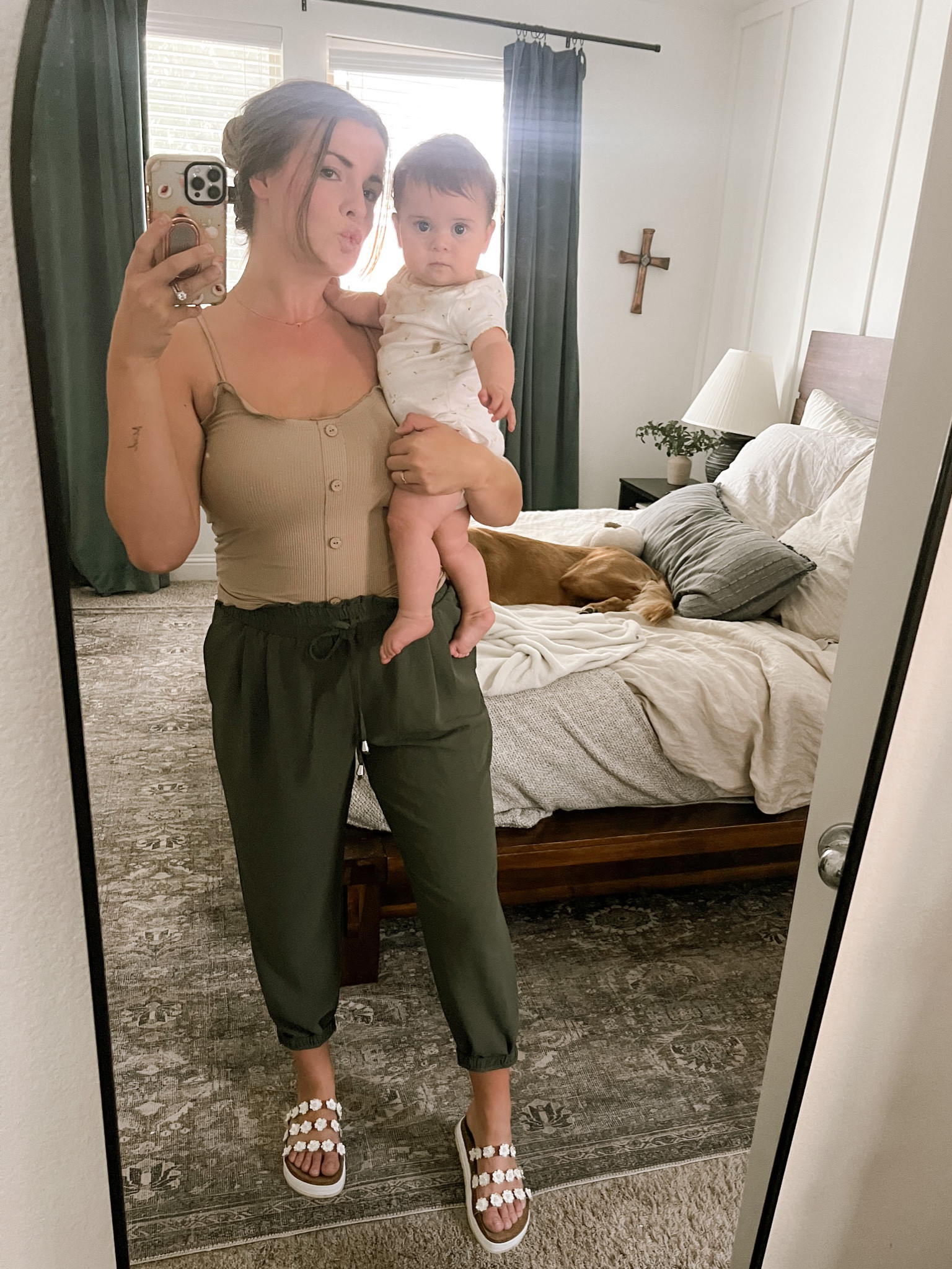 Casual outfit with green linen joggers. Love this ribbed tank but it’s out of stock. Linking another one I own that’s 3$!! Wearing sticky boobs underneath! 

#LTKSeasonal #LTKSale #LTKFind