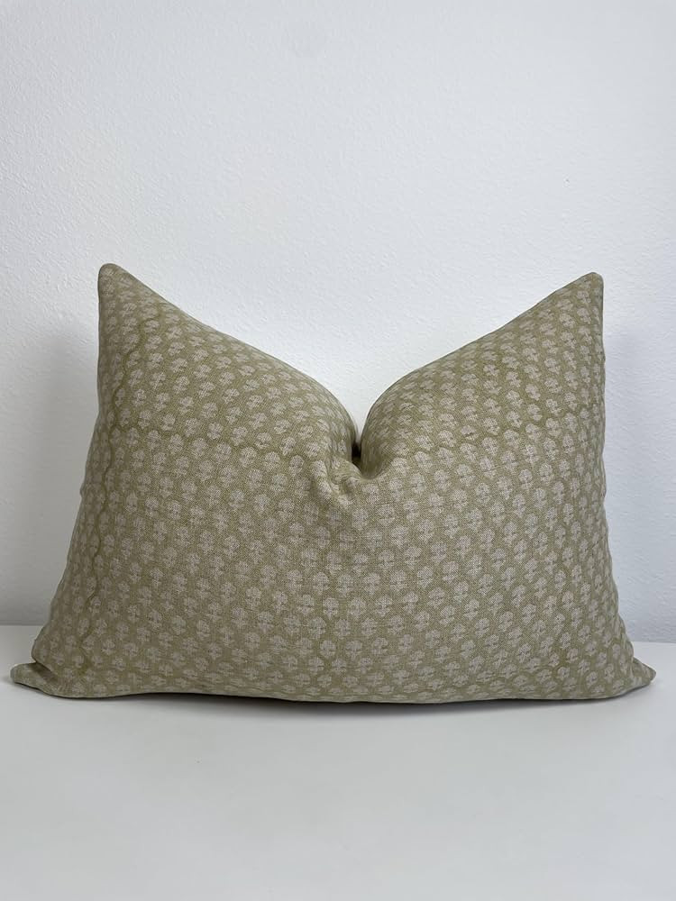 Canyon Theory Hand Block Print Organic Linen 14x20 Inch Lumbar Throw Pillow Cover: Indoor Outdoor... | Amazon (US)