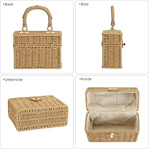 So'each Women's Handbag Wicker Square Crossbody Rattan Bag Boho Crossbody Bag | Amazon (US)