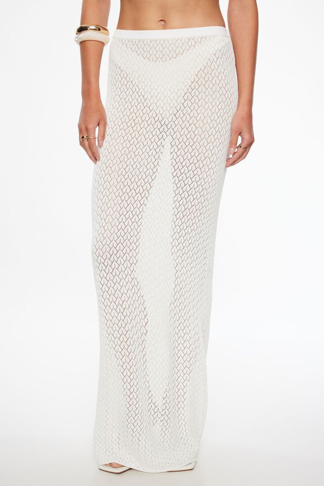 Sheer Pointelle Maxi Skirt | Dynamite Clothing