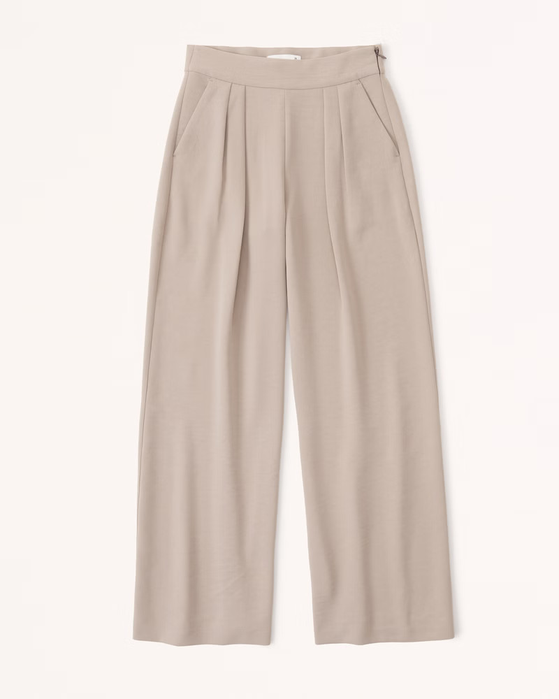 Premium Crepe Tailored Ultra Wide-Leg Pant | Abercrombie & Fitch (US)