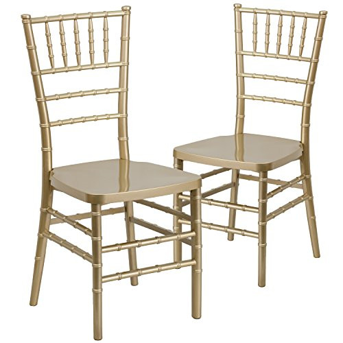 Flash Furniture Hercules PREMIUM Series Resin Stacking Chiavari Chair (2 Pack), Gold | Amazon (US)