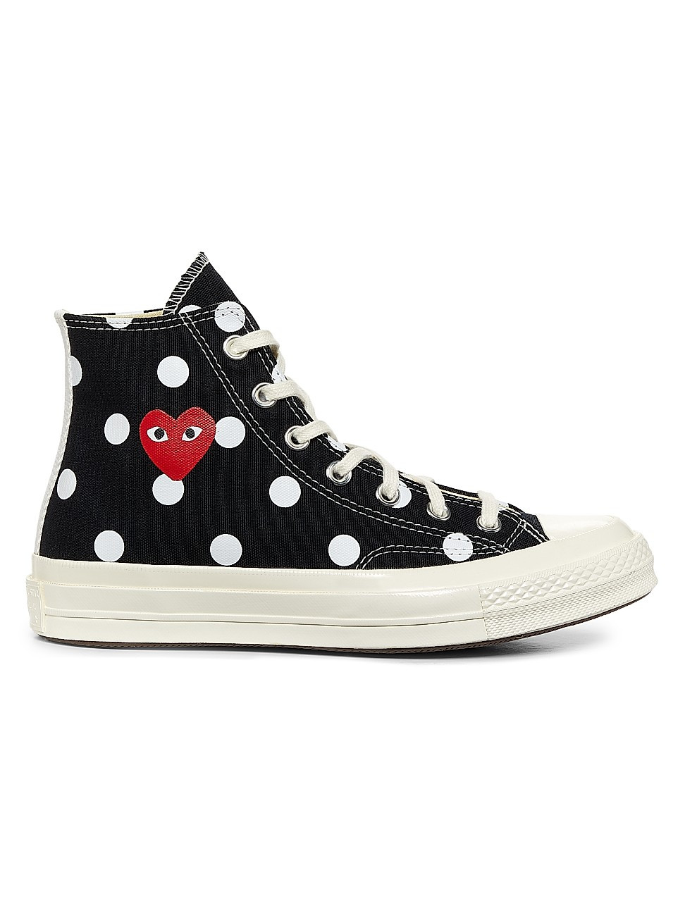 Women's Comme des Garcons Play x Converse Polka Dot High-Top Sneakers - Black - Size 7 | Saks Fifth Avenue