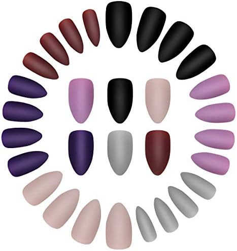 6 Packs (144 Pcs) Matte Press on Nails Medium Length Almond Solid Color Ballerina Professional Fa... | Amazon (US)