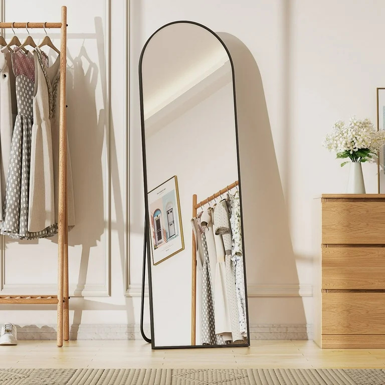 BEAUTYPEAK 59"x 16" Full Length Mirror Arched Standing Floor Mirror Full Body Mirror, Black - Wal... | Walmart (US)