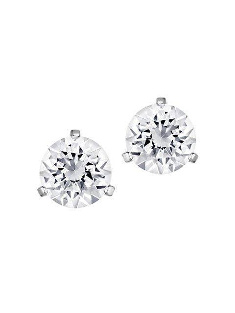 Solitaire Swarovski Crystal Rhodium-Plated Stud Earrings | Saks Fifth Avenue