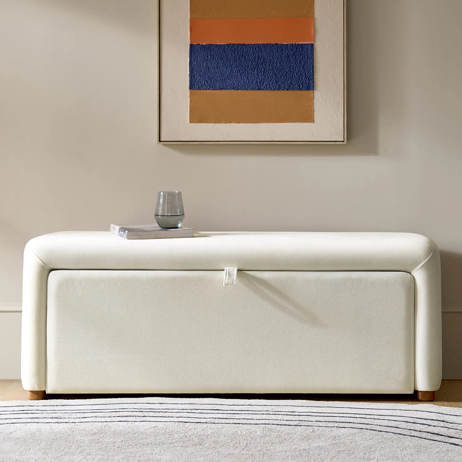 Delorise Modern 48.5”W Side-opening Storage Bench with Padded Cushion and Solid Wood Legs | Wayfair North America