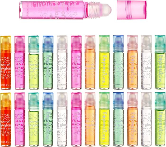 Expressions girl 24pc Roll On Lip Gloss Set with Carrying Case, Glossy Lip Make-up for Kids and T... | Amazon (US)