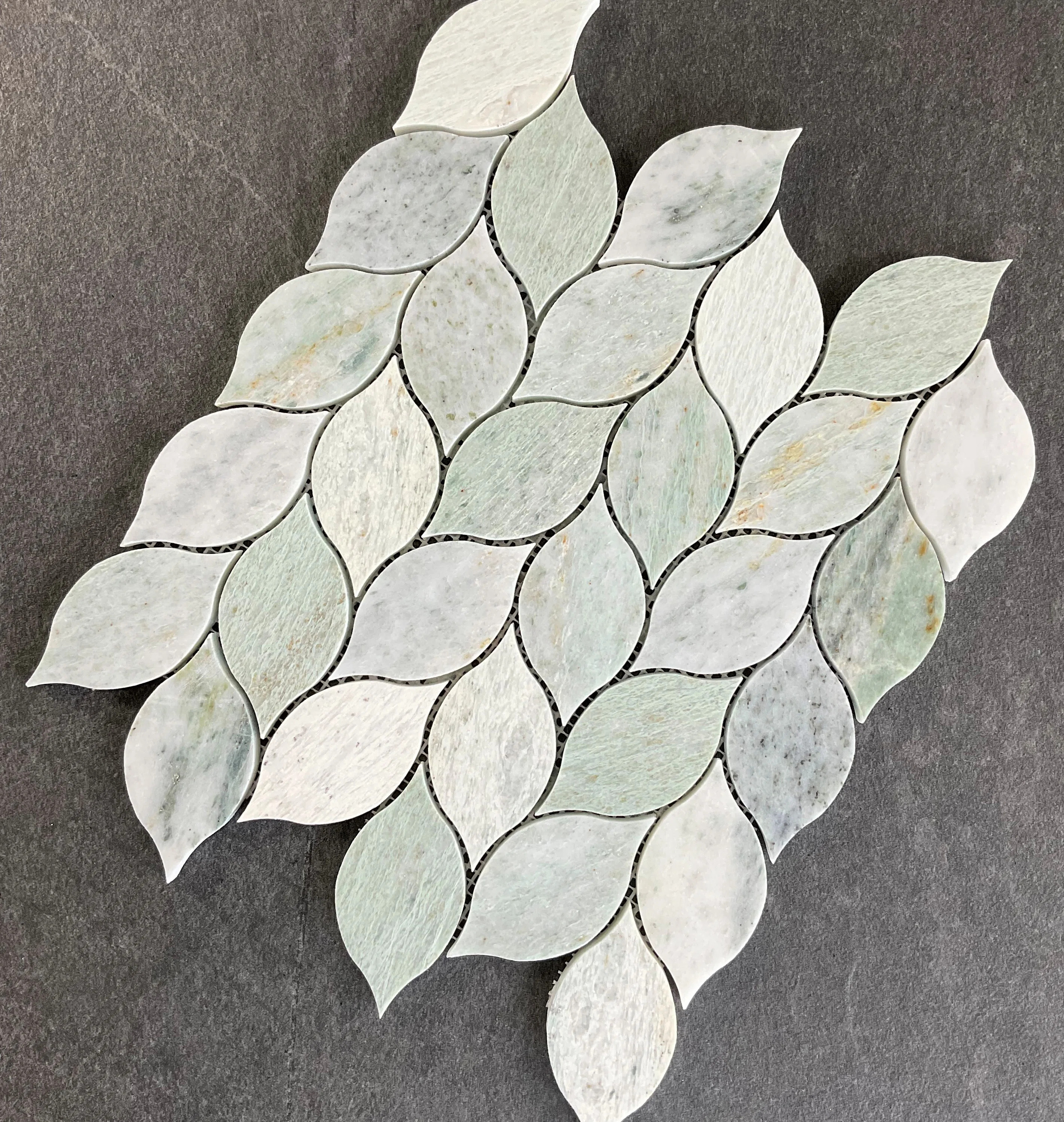 4" x 2" Ming Green Leaf Pattern Marble Novelty Mosaic Tile | Wayfair North America