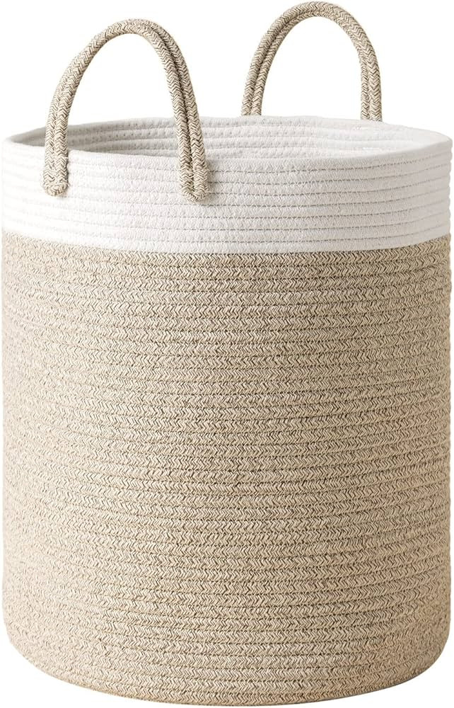 LA JOLIE MUSE Woven Basket Rope Storage Baskets - Large Cotton Organizer 16 x 14 x 14 Inches, Bas... | Amazon (US)