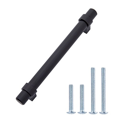 Amazon Basics Straight Bar Cabinet Handle, 6.63-inch Length (5-inch Hole Center), Flat Black, 10-Pac | Amazon (US)
