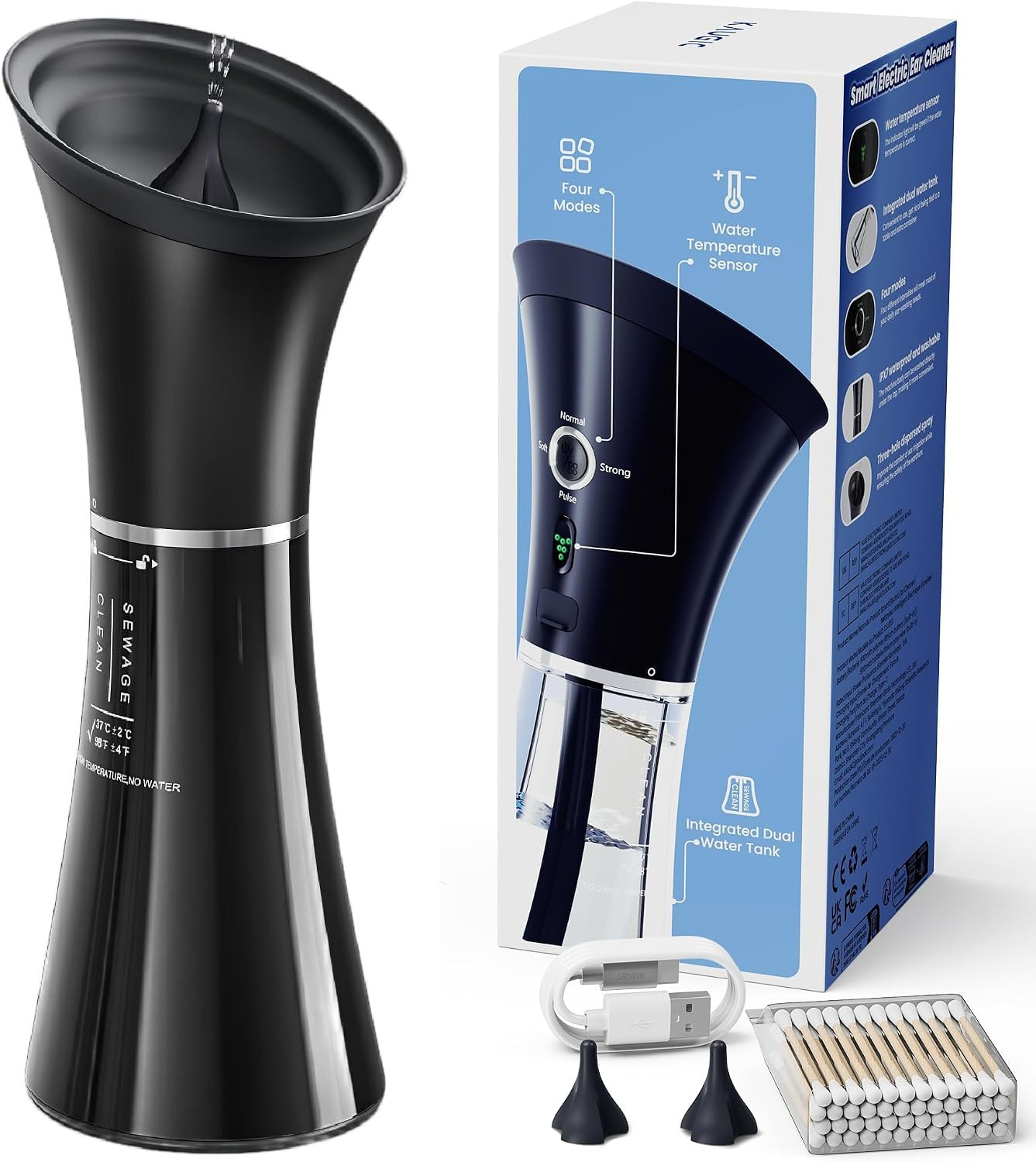 Ear Wax Removal, Self-Collecting Electric Flush Kit, Black | Amazon (US)