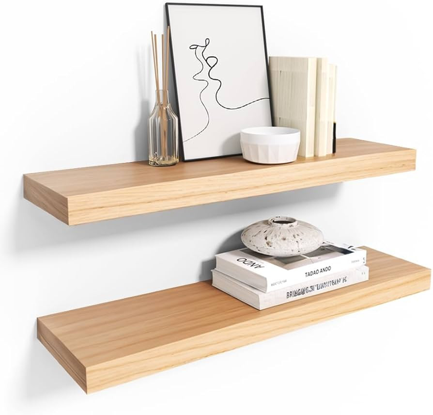 Habudda Floating Shelves, Wooden Wall Shelf for Rustic Decor, Hanging Display Shelving for Bedroo... | Amazon (US)