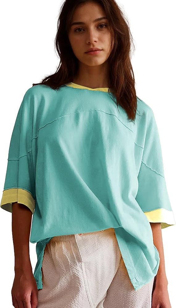 Songling Womens 3/4 Length Sleeve Casual Loose Fit Summer Tee Shirt Basics Cotton t Shirts Trendy... | Amazon (US)