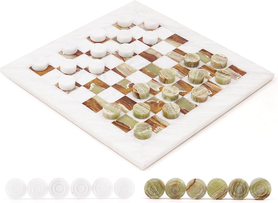 Radicaln Marble Checkers Set 15" Inches White and Green Onyx Handmade Checker Board Game & Draugh... | Amazon (US)