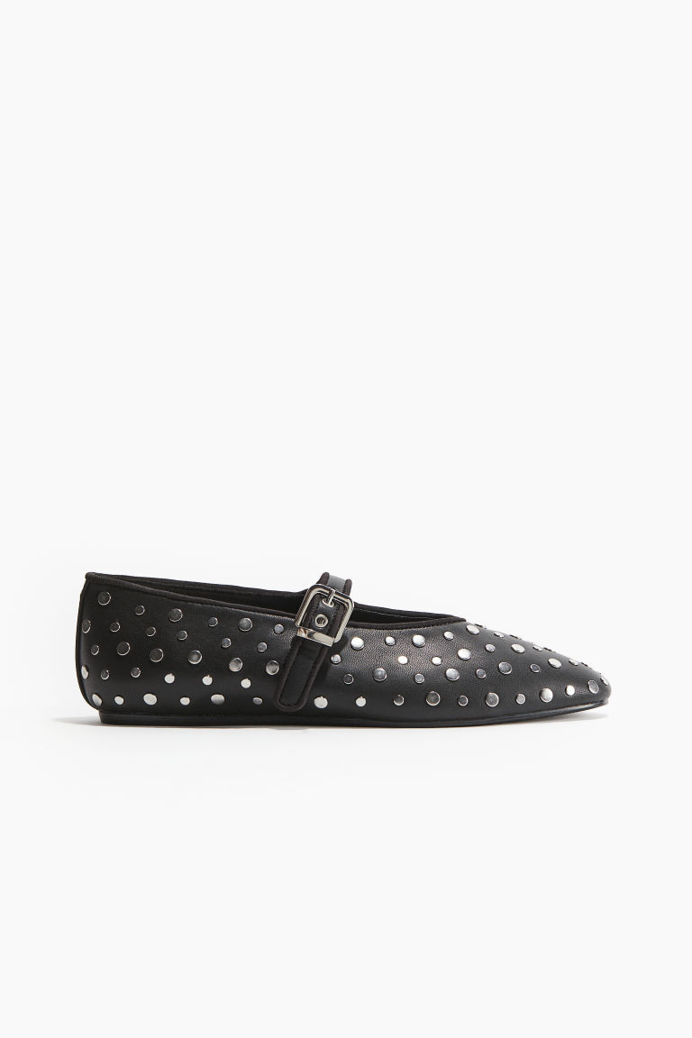 H & M - Studded Mary Jane Ballet Flats - Black | H&M (US + CA)