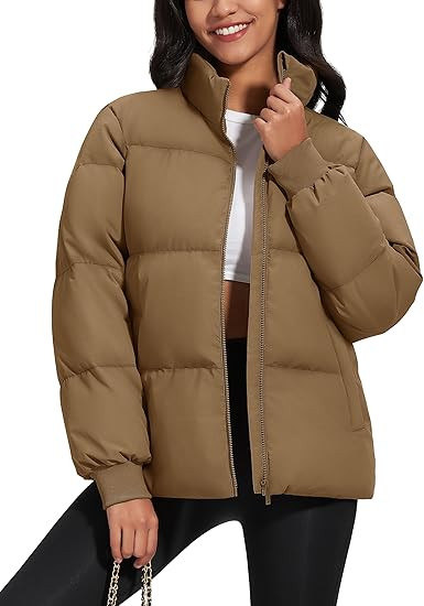 MAGCOMSEN Women's Winter Down Puffer Jackets Stand Collar Zip Up Water Resistant Warm Padded Quil... | Amazon (US)