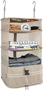 Surblue Hanging Closet Storage Bag Collapsible 3-Shelf Washable Oxford Fabric with 2 Hooks (L 11.... | Amazon (US)