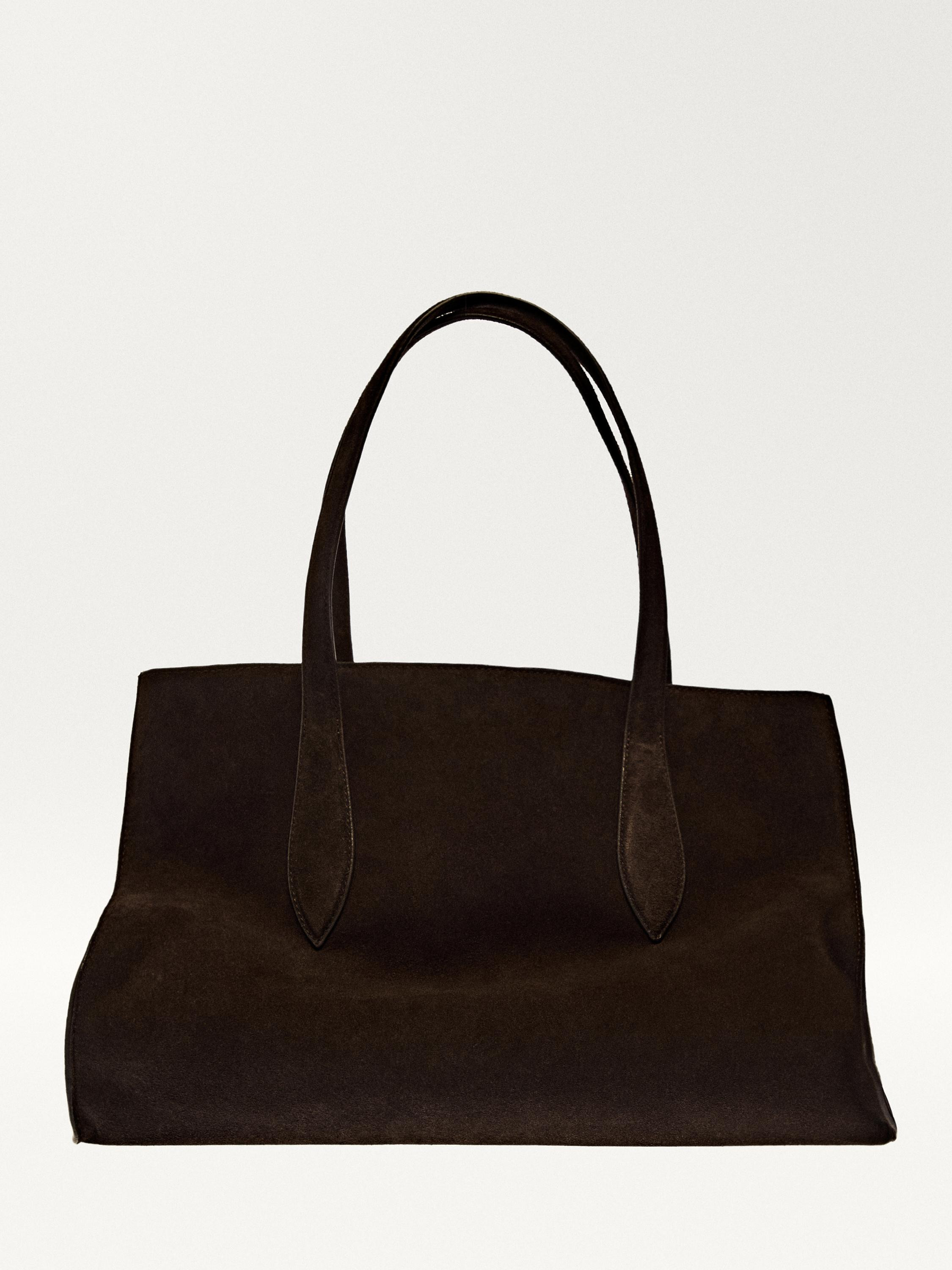Split leather maxi tote bag | Massimo Dutti US